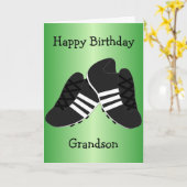 Football laarzen gepersonaliseerde kleinzoon verja kaart (Gele Bloem)