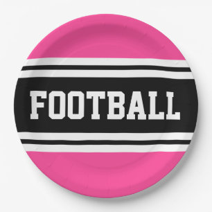 FOOTBALL Leuk Roze Zwart Wit Racing Stripes Papieren Bordje