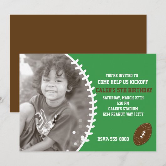 Football Leuke Verjaardag Party FOTO Uitnodiging (Voorkant / Achterkant)