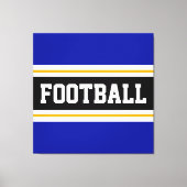 FOOTBALL Levendig Blauw Zwart Wit Geel Strepen Canvas Afdruk (Voorkant)