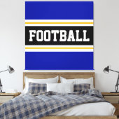 FOOTBALL Levendig Blauw Zwart Wit Geel Strepen Canvas Afdruk (Insitu (Slaapkamer))
