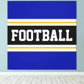 FOOTBALL Levendig Blauw Zwart Wit Geel Strepen Canvas Afdruk (Insitu (Houten vloer))