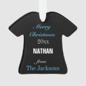 Football Lichtblauw & Zwart Jersey Ornament (achterkant)