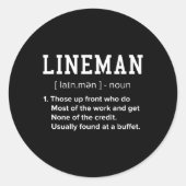 Football Lineman Definition Funny Offensive Linema Ronde Sticker (Voorkant)