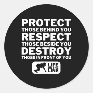 Football Lineman Design - Beschermen Ronde Sticker