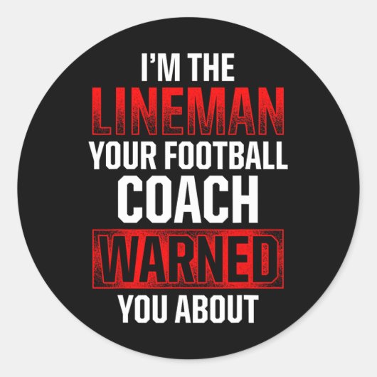 Football Lineman Hot-offensieve defensieve speler Ronde Sticker (Voorkant)