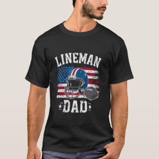 Football Lineman Pap Amerikaanse Vlag Vaders Dag 4 T-shirt