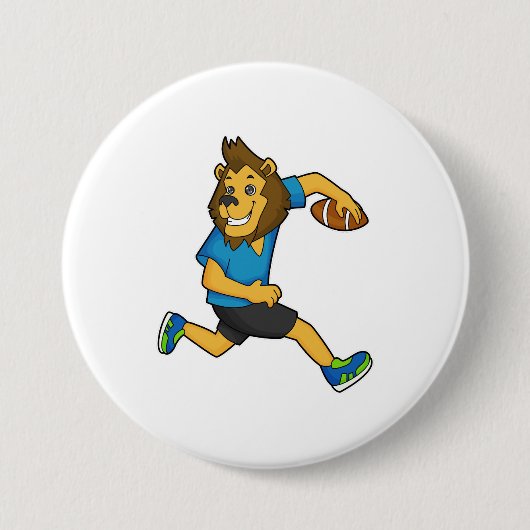 Football Lion Rugby-speler Ronde Button 7,6 Cm (Voorkant)