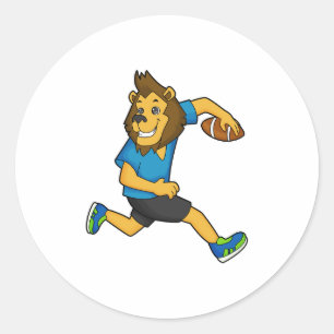 Football Lion Rugby-speler Ronde Sticker