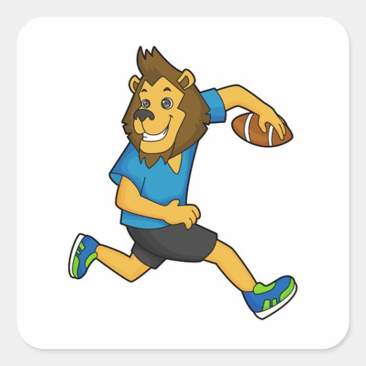 Football Lion Rugby-speler Vierkante Sticker (Voorkant)