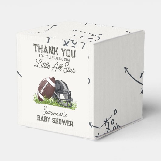 Football Little All Star Touchdown Baby Shower Bedankdoosjes (Achterkant)
