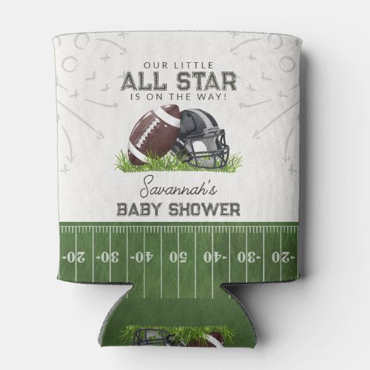 Football Little All Star Touchdown Baby Shower Blikjeskoeler (Achterkant)
