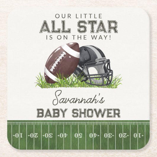 Football Little All Star Touchdown Baby Shower Kartonnen Onderzetters (Voorkant)