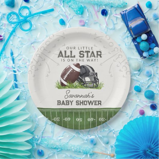 Football Little All Star Touchdown Baby Shower Papieren Bordje (Feest)