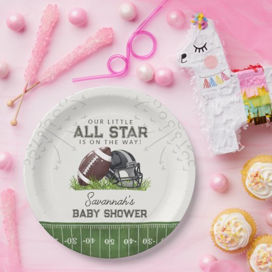 Football Little All Star Touchdown Baby Shower Papieren Bordje (Feest)