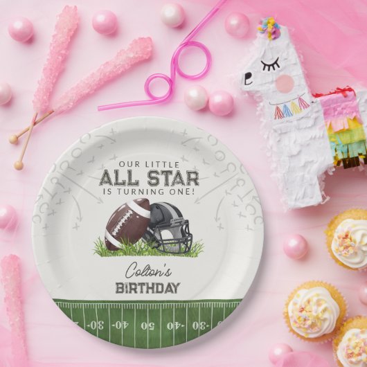 Football Little All Star Touchdown Birthday Papieren Bordje (Feest)