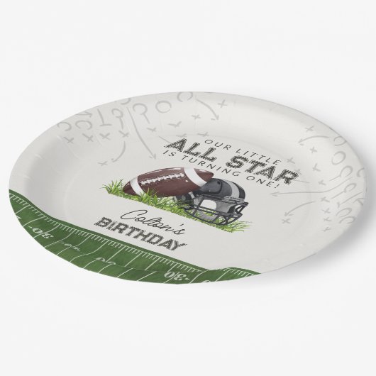 Football Little All Star Touchdown Birthday Papieren Bordje (Gekanteld)