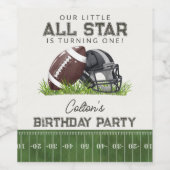 Football Little All Star Touchdown Birthday Party Wijn Etiket (Enkel label)
