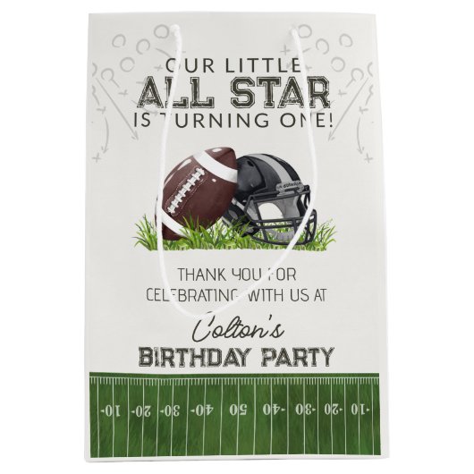 Football Little AllStar Touchdown Birthday Favor Medium Cadeauzakje (Voorkant)