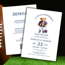 Football Little Quarterback Baby shower QR-code