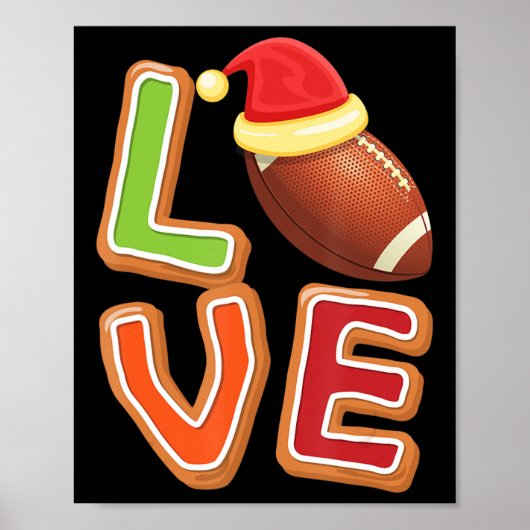 Football Love Kerstmis Sport Player Xmas Paj Poster (Voorkant)
