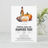 Football luierdoucheuitnodiging, pompoenbier kaart (Staand voorkant)