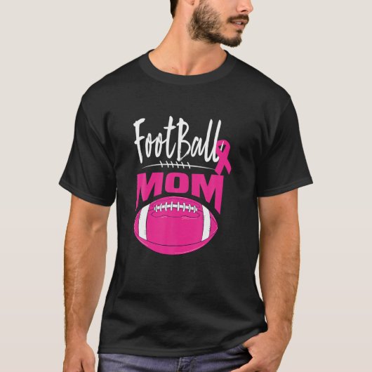 Football Mam Borst Kanker Bewustheid Roze Ribbon L T-shirt (Voorkant)