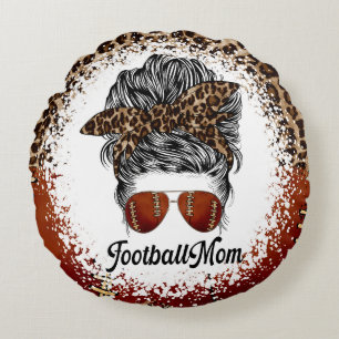 Football Mam Leopard Print Rond Kussen