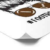 Football Mam Messy Bun Hair Sunbril Funny Mama Poster (Hoek)