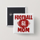 Football Mam Red Vierkante Button 5,1 Cm (Voorkant /achterkant)