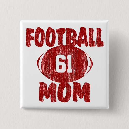 Football Mam Red Vierkante Button 5,1 Cm (Voorkant)