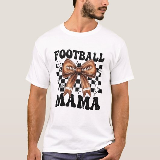 Football Mama Coquette Bow Funny Football Game Day T-shirt (Voorkant)
