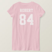 Football mama in het wit met spelersnaam en nummer t-shirt (Design achterkant)