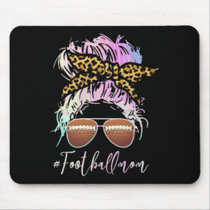 Football mama met luipaardprint en rommelige brood muismat