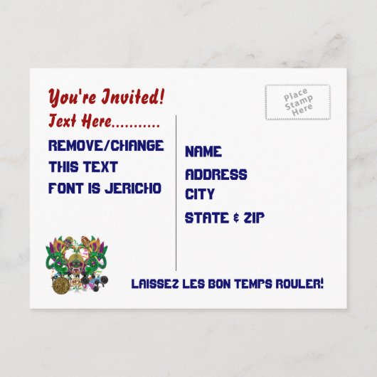 Football Mardi Gras Dragon King uitzicht schrijft  Uitnodiging Briefkaart (Achterkant)