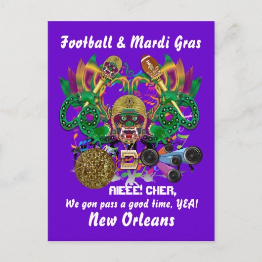 Football Mardi Gras Dragon King uitzicht schrijft  Uitnodiging Briefkaart (Voorkant)