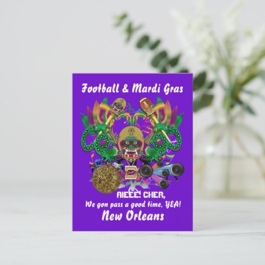 Football Mardi Gras Dragon King uitzicht schrijft  Uitnodiging Briefkaart (Staand voorkant)