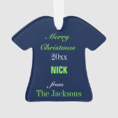 Football Marine, Groene & Grijze Jersey Ornament (achterkant)