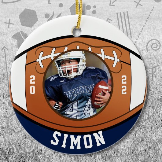 Football marine White Team Colors Keramisch Ornament