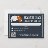 Football Match Navy Blue Wedding Game Day RSVP Kaartje (Voorkant)