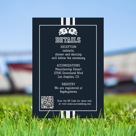 Football Match Sport Wedding Details QR Code Informatiekaartje