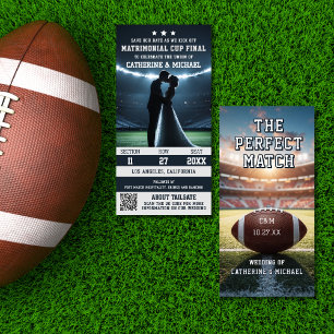 Football Match Ticket met QR Code Wedding Save The Date