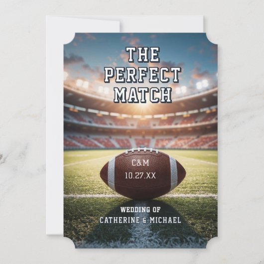 Football Match Ticket met QR Code Wedding Save The Date (Voorkant)
