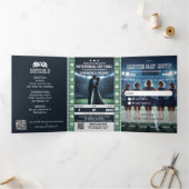 Football Match Ticket QR Code Trouwen met RSVP Drieluik Uitnodiging (Binnen)