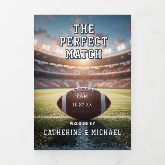 Football Match Ticket QR Code Trouwen met RSVP Drieluik Uitnodiging (Cover)