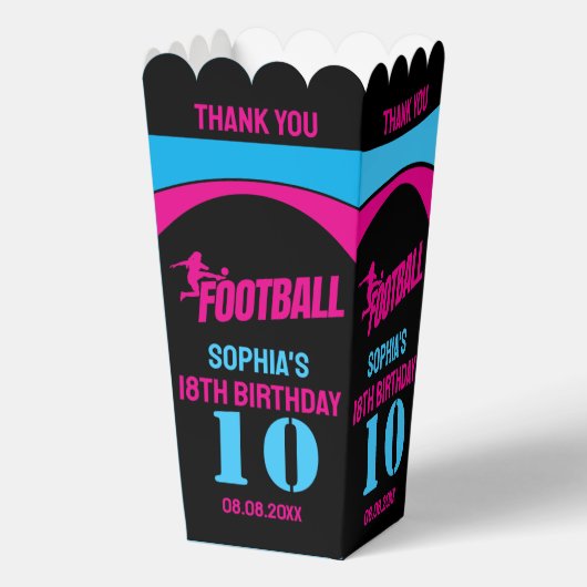 Football Meisje Speler, Football Verjaardag Meisje Bedankdoosjes (Achterkant)