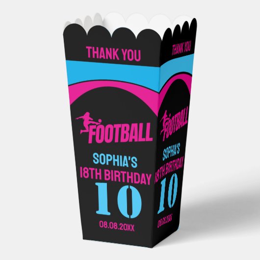 Football Meisje Speler, Football Verjaardag Meisje Bedankdoosjes (Voorkant)