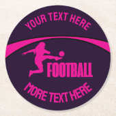 Football Meisje Speler, Team, Verjaardag Meisje Gi Ronde Kartonnen Onderzetter (Voorkant)