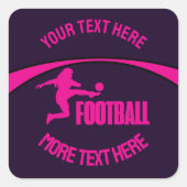 Football Meisje Speler, Team, Verjaardag Meisje Gi Vierkante Sticker (Voorkant)