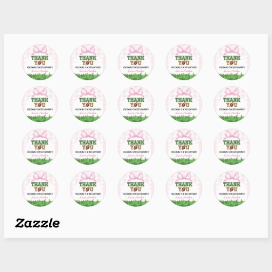 Football Meisje Verjaardagsfeest Roze Bow Ronde Sticker (Vel)